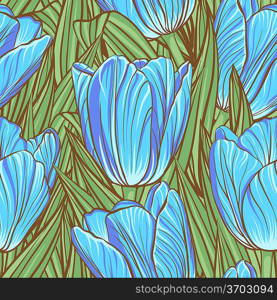 Seamless pattern with tulips