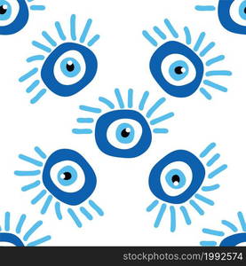 Seamless pattern with Turkish evil eye bead. Good luck. Turkish tile. Oriental ottoman design for wallpapers, pattern fills, textile. Seamless pattern with Turkish evil eye bead. Good luck. Turkish tile. Oriental ottoman design