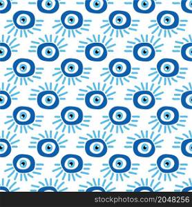Seamless pattern with Turkish evil eye bead. Good luck. Turkish tile. Oriental ottoman design for wallpapers, pattern fills, textile. Seamless pattern with Turkish evil eye bead. Good luck. Turkish tile. Oriental ottoman design