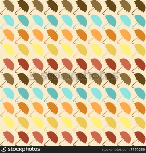 Seamless pattern with umbrellas in retro style.