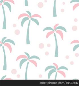 Seamless pattern with unusual colored palms vector illustration. Cute pastel background with exotic tropical trees. Template for wallpaper, textile, packaging and design.. Seamless pattern with unusual colored palms vector illustration.