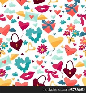 Seamless pattern with Valentine&#39;s and Wedding icons.