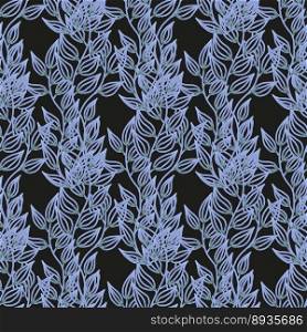 Seamless pattern with vertical pattern of leaves. Black background. Trendy design seamless with branches. Seamless pattern with vertical pattern of leaves. Black background. Trendy design seamless with branches.