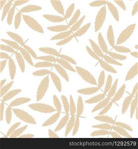Seamless pattern with vintage branch leaves on white background. Simple botanical leaf wallpaper. Design for fabric, textile print, wrapping paper, fashion, interior. Retro vector illustration. Seamless pattern with vintage branch leaves on white background.