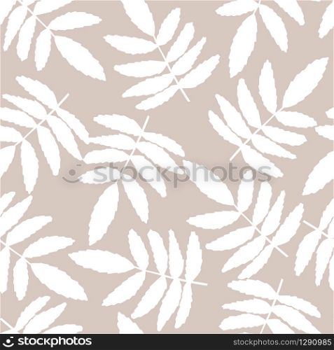 Seamless pattern with vintage branch leaves. Simple botanical leaf wallpaper. Design for fabric, textile print, wrapping paper, fashion, interior. Retro vector illustration. Seamless pattern with vintage branch leaves. Simple botanical leaf wallpaper.