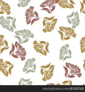 Seamless pattern with vintage flowers. Retro floral background. Design for fabric, textile print, wrapping paper, cover, poster. Vector illustration. Seamless pattern with vintage flowers. Retro floral background.