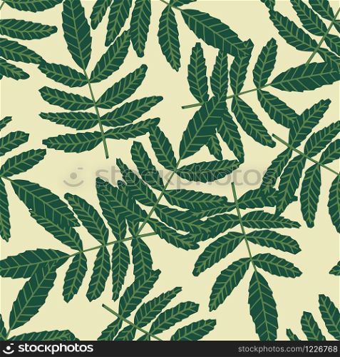 Seamless pattern with vintage green leaves. Botanical wallpaper. Summer vintage leaf. Textile ornament. Design for fabric, textile print, wrapping paper. Vector illustration. Seamless pattern with vintage green leaves. Botanical wallpaper. Summer vintage leaf.