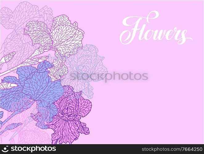 Seamless pattern with violet irises. Beautiful decorative stylized summer flowers.. Seamless pattern with violet irises.