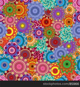 Seamless pattern with vivid colour flowers
