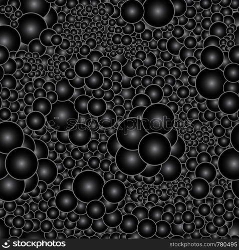 Seamless pattern with voluminous black and white balls. Ideal for textiles, packaging, paper printing, simple backgrounds and textures.