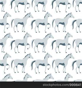 Seamless pattern with walking horse on a white background