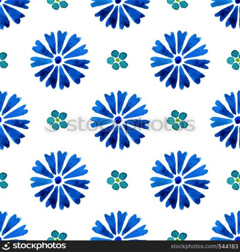 Seamless pattern with watercolor cornflower and forget-me-not. Blue flowers. Background for design and decor.Can be used for gift packs, wrap, textile, fabric, wallpaper, greetings card design. Seamless pattern with watercolor cornflower and forget-me-not. Blue flowers. Background for design and decor.Can be used for gift packs, wrap, textile, fabric, wallpaper, greetings card