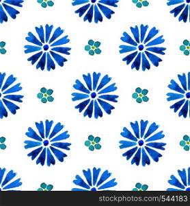 Seamless pattern with watercolor cornflower and forget-me-not. Blue flowers. Background for design and decor.Can be used for gift packs, wrap, textile, fabric, wallpaper, greetings card design. Seamless pattern with watercolor cornflower and forget-me-not. Blue flowers. Background for design and decor.Can be used for gift packs, wrap, textile, fabric, wallpaper, greetings card