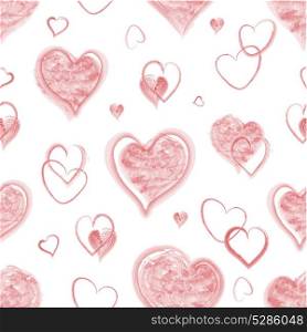 Seamless pattern with watercolor hearts