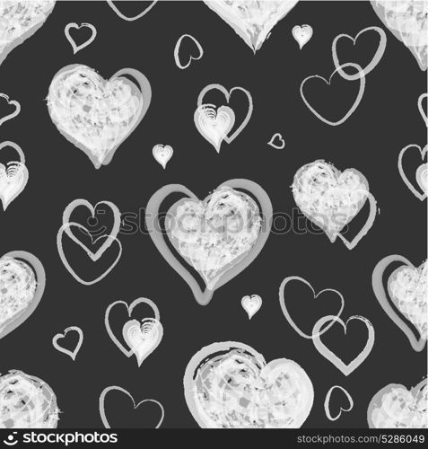 Seamless pattern with watercolor hearts