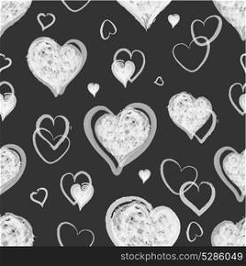 Seamless pattern with watercolor hearts