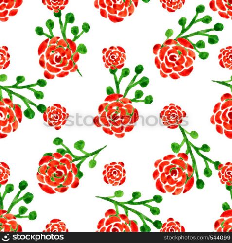 Seamless pattern with watercolor roses. Vector illustration with red flowers. Floral background for web page, wedding invitation, save the date card, textile. Seamless pattern with watercolor roses. Vector illustration with red flowers. Floral background