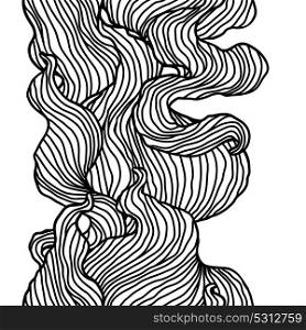 Seamless pattern with wave line curls. Monochrome stripes black and white texture. Wavy abstract fur or hair.. Seamless pattern with wave line curls. Monochrome stripes black and white texture. Wavy abstract hair.