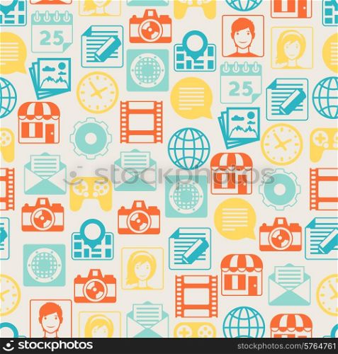 Seamless pattern with web and mobile icons.