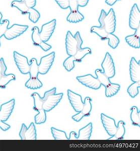 Seamless pattern with white doves. Beautiful pigeons faith and love symbol. Seamless pattern with white doves. Beautiful pigeons faith and love symbol.