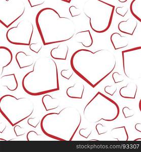 Seamless pattern with white hearts on red. Vector seamless pattern with white hearts on red background.