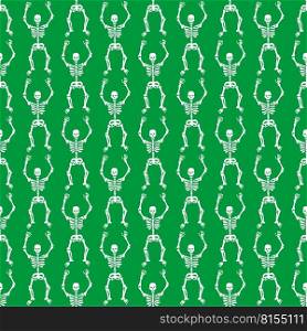 Seamless pattern with white skeletons on a green background.  pattern with white skeletons on a green background 