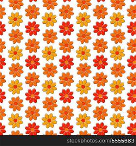 Seamless pattern with yellow and red camomiles