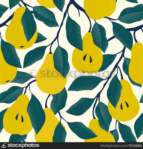 Seamless pattern with yellow pear Fruit background. Vector print for fabric and wallpaper.. Seamless pattern with yellow pear. Fruit background. Vector print for fabric and wallpaper.
