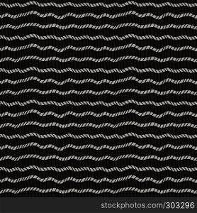 Seamless pattern with zigzag and wavy lines in monochrome colors, vector handmade
