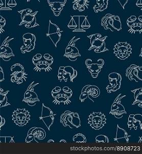 Seamless pattern with zodiak signs. Seamless pattern with zodiak signs on blue background. Vexctor illustration