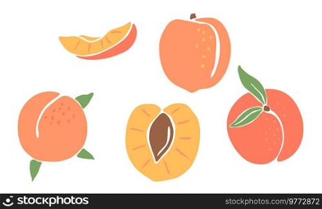 Seamless pattern withcolored peaches. Decorative stylized fruits and leaves.. Seamless pattern with colored peaches. Decorative fruits and leaves.