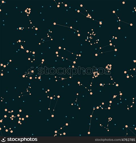 Seamless Pattern. Zodiac Sign of the Beautiful Bright Stars on Cosmic Sky Background. EPS10. Seamless Pattern. Zodiac Sign of the Beautiful Bright Stars on C