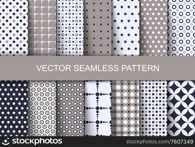 Seamless patterns autumn polka dots set. Vector illustration