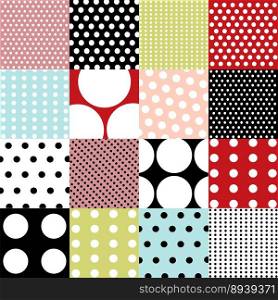 Seamless patterns - polka dot set vector image