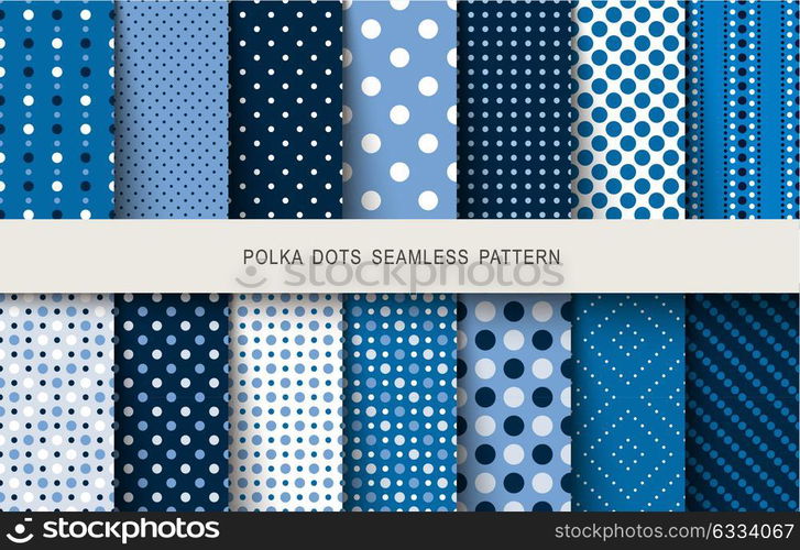 Seamless patterns polka dots set. Vector illustration