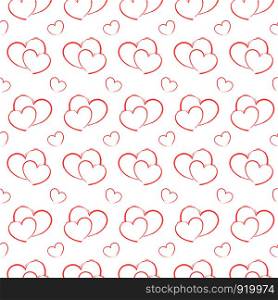 Seamless Patterns Red Heart Draw on white background vector illustration, valentine day
