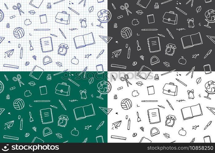 Seamless patterns school elements set vector image