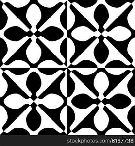 Seamless Petal and Square Pattern. Black and White Regular Texture. Seamless Petal and Square Pattern
