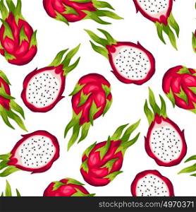 Seamless pettern with dragon fruit isolated on white background. Illustration of tropical plant. Seamless pettern with dragon fruit isolated on white background. Illustration of tropical plant.