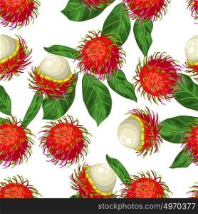 Seamless pettern with rambutan isolated on white background. Illustration of tropical plant. Seamless pettern with rambutan isolated on white background. Illustration of tropical plant.