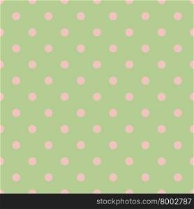 Seamless polka dot green pattern with circles, stock vector