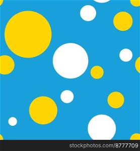 Seamless Polka Dot Pattern Background in Blue,White and Yellow.