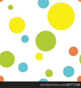 Seamless Polka Dot Pattern Background in Turquoise, Lime Green, Yellow and Orange
