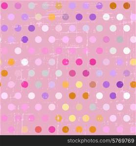 Seamless polka dot pattern on grunge background.