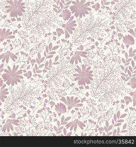 Seamless purple floral background pattern Decorative backdrop for fabric, textile, wrapping paper, card, invitation, wallpaper, web design.