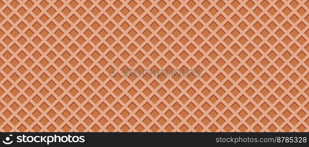 Seamless realistic wafer pattern. Wafer background. Ice cream cone vector texture. Sweet dessert wafer background. Appetizing repeat wafer texture. Vector illustration