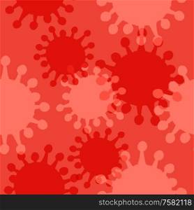 Seamless red background with coronaviruses. Vector illustration. Risk of infection with Chinese coronavirus.. Seamless red background with coronaviruses. Vector illustration.