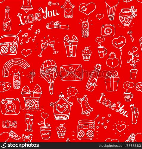 Seamless red icons love pattern vector illustration