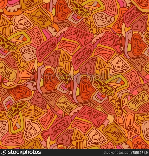 Seamless red texture with ornament tribal style. Ethnic style. Vector illustration.