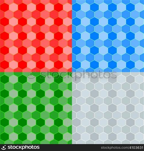 Seamless repeat pattern in four color variations using a honeycomb style image